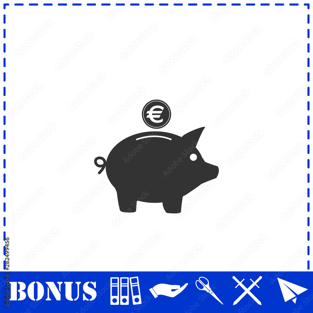 Obraz premium Pig Money Box icon flat