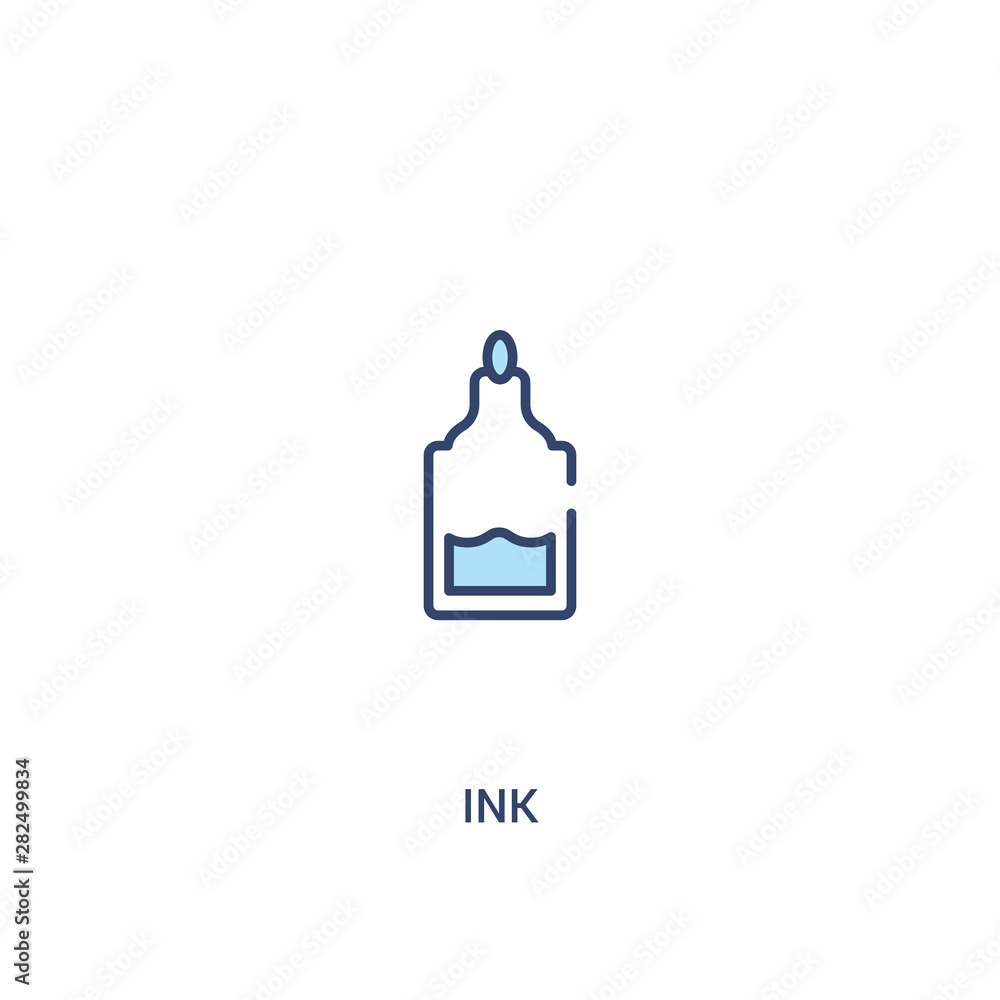 ink concept 2 colored icon. simple line element illustration. outline blue ink symbol. can be used for web and mobile ui/ux.