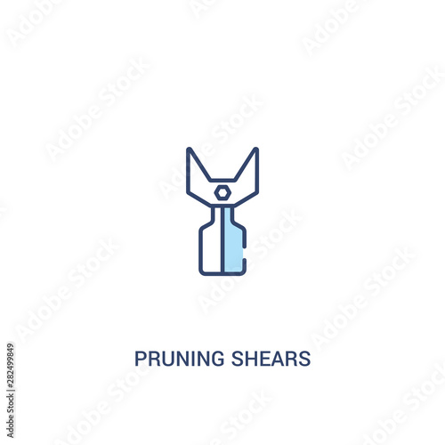pruning shears concept 2 colored icon. simple line element illustration. outline blue pruning shears symbol. can be used for web and mobile ui/ux.