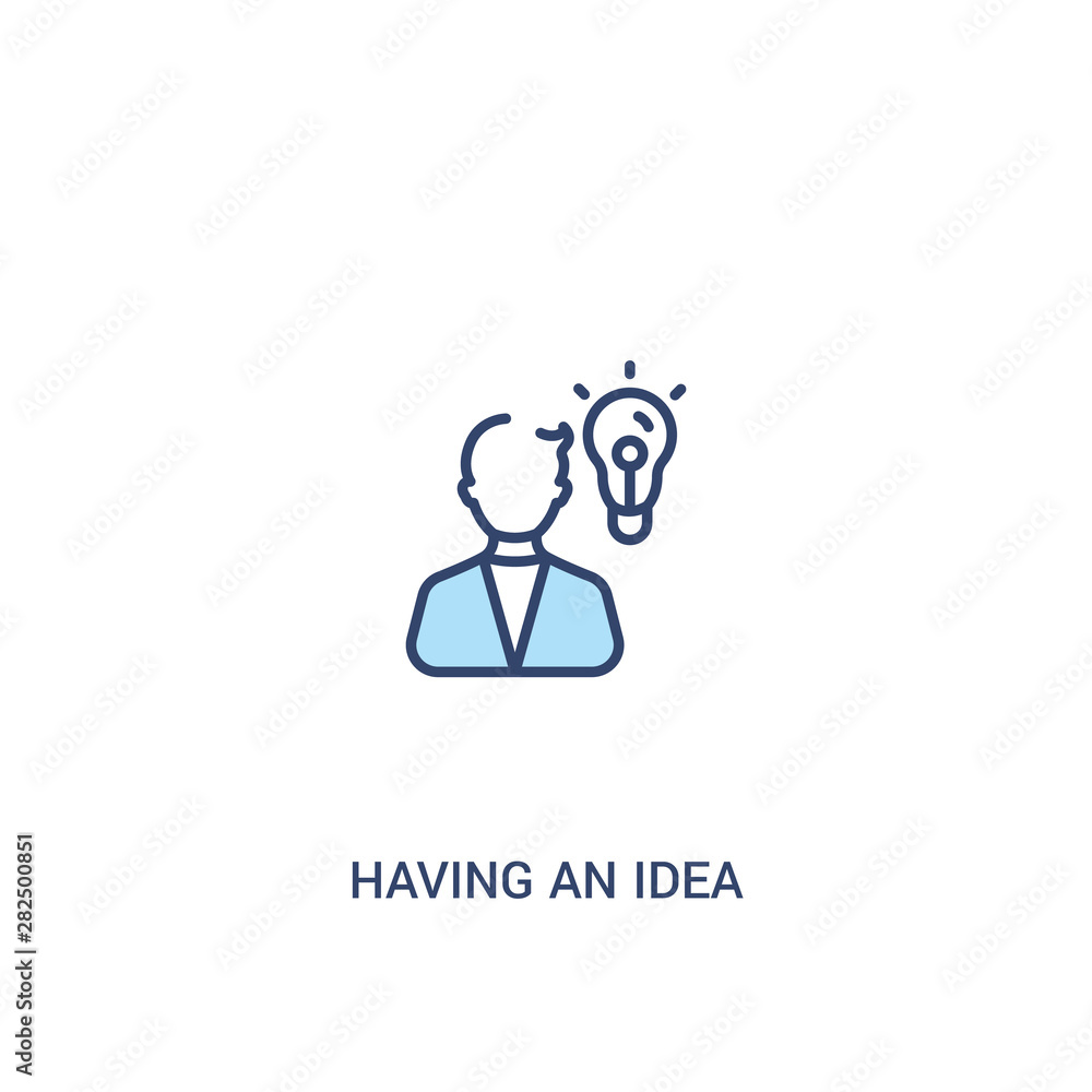 having an idea concept 2 colored icon. simple line element illustration. outline blue having an idea symbol. can be used for web and mobile ui/ux.