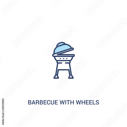 barbecue with wheels concept 2 colored icon. simple line element illustration. outline blue barbecue with wheels symbol. can be used for web and mobile ui/ux.