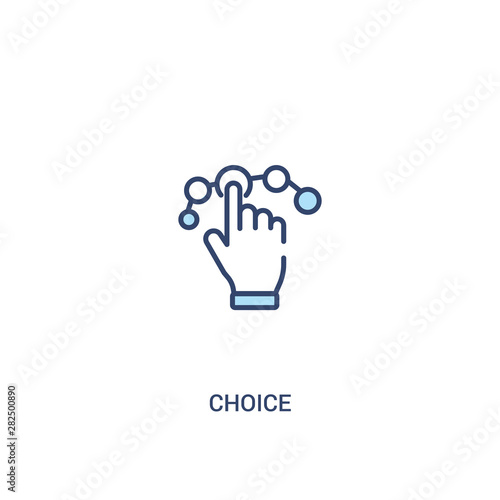 choice concept 2 colored icon. simple line element illustration. outline blue choice symbol. can be used for web and mobile ui/ux.