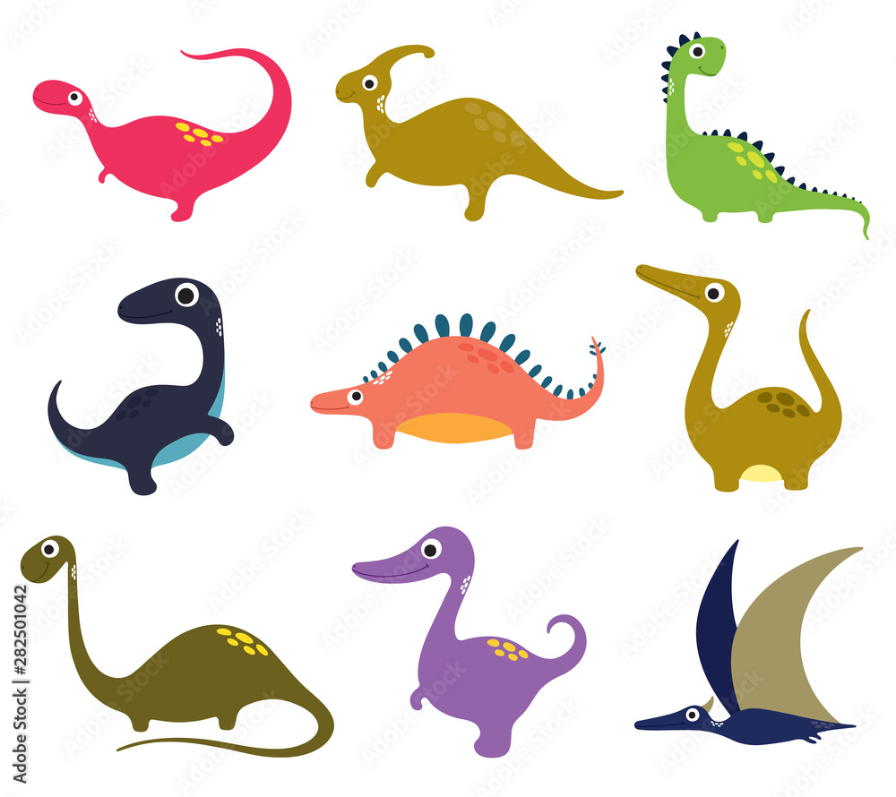 Funny cartoon dinosaurs collection. Vector illustration Funny cartoon dinosaurs collection. Vector illustration