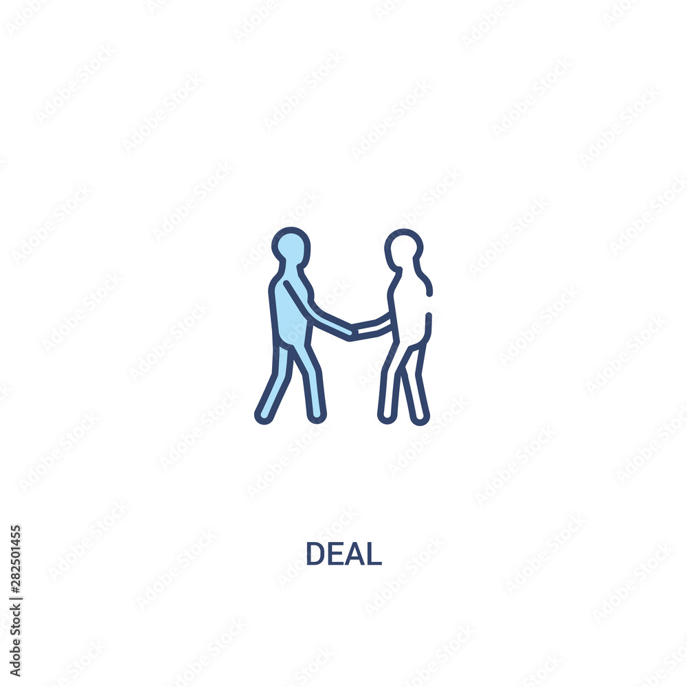 deal concept 2 colored icon. simple line element illustration. outline blue deal symbol. can be used for web and mobile ui/ux.