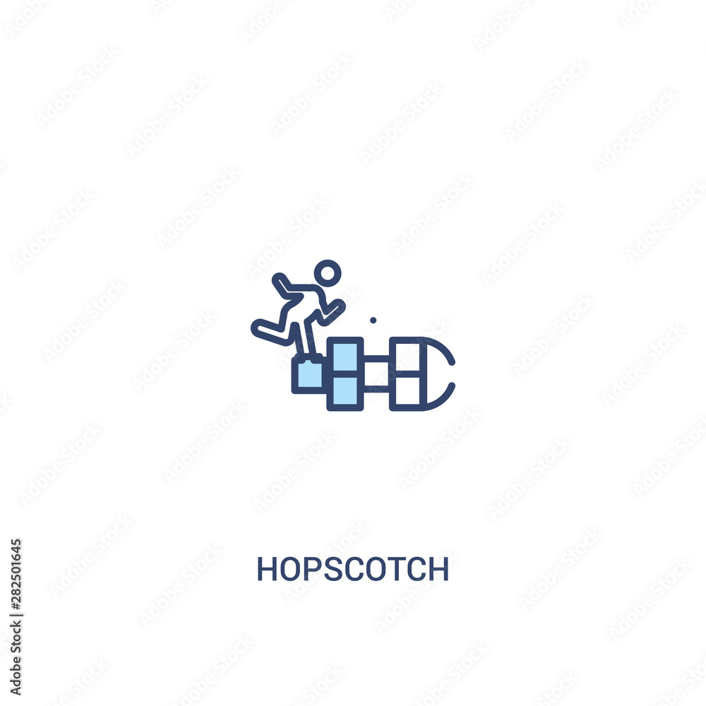 hopscotch concept 2 colored icon. simple line element illustration. outline blue hopscotch symbol. can be used for web and mobile ui/ux. hopscotch concept 2 colored icon. simple line element illustration. outline blue hopscotch symbol. can be used for web and mobile ui/ux.