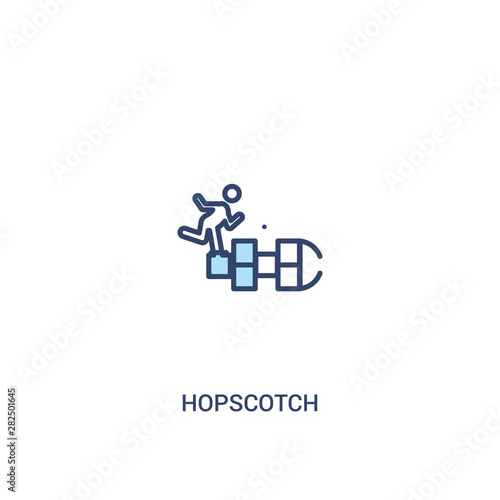 hopscotch concept 2 colored icon. simple line element illustration. outline blue hopscotch symbol. can be used for web and mobile ui ux.