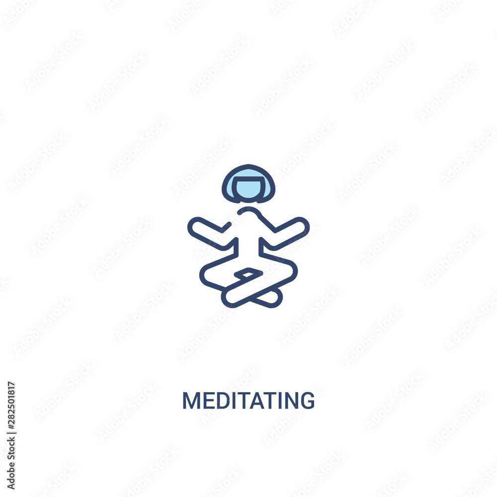 Obraz premium meditating concept 2 colored icon. simple line element illustration. outline blue meditating symbol. can be used for web and mobile ui/ux.
