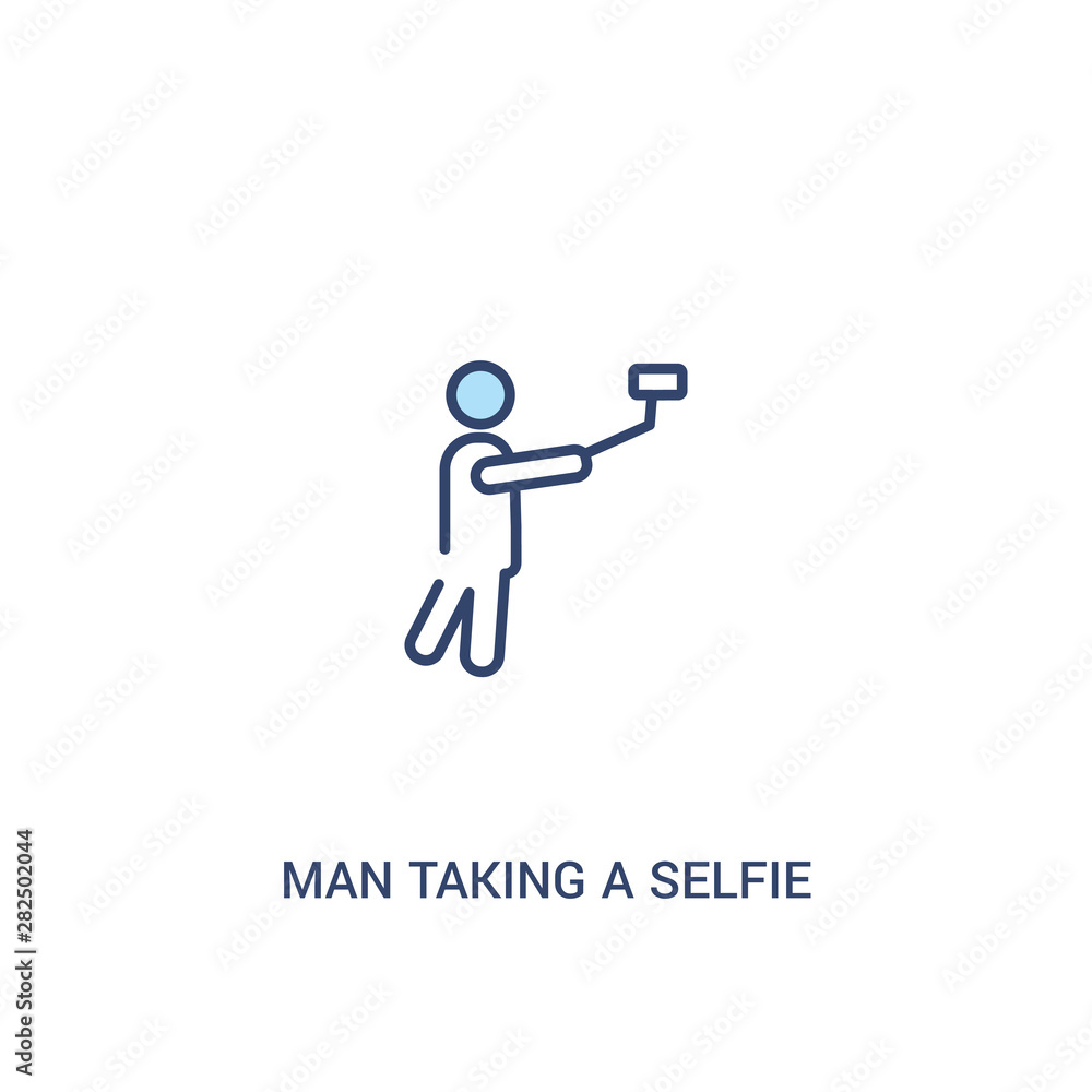 man taking a selfie concept 2 colored icon. simple line element illustration. outline blue man taking a selfie symbol. can be used for web and mobile ui/ux. man taking a selfie concept 2 colored icon. simple line element illustration. outline blue man taking a selfie symbol. can be used for web and mobile ui/ux.