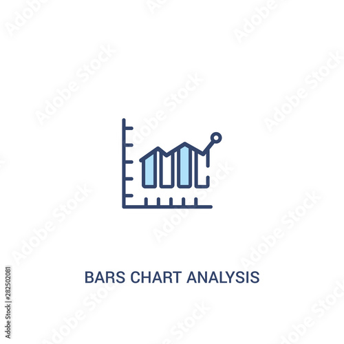 bars chart analysis concept 2 colored icon. simple line element illustration. outline blue bars chart analysis symbol. can be used for web and mobile ui ux.