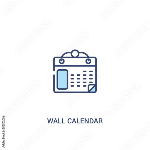 wall calendar concept 2 colored icon. simple line element illustration. outline blue wall calendar symbol. can be used for web and mobile ui/ux.