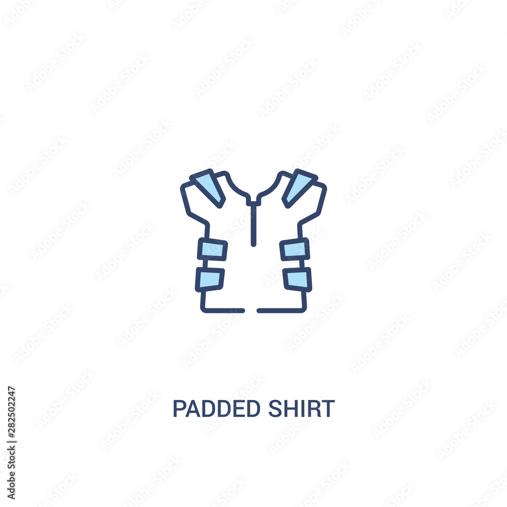 Fototapeta premium padded shirt concept 2 colored icon. simple line element illustration. outline blue padded shirt symbol. can be used for web and mobile ui/ux.