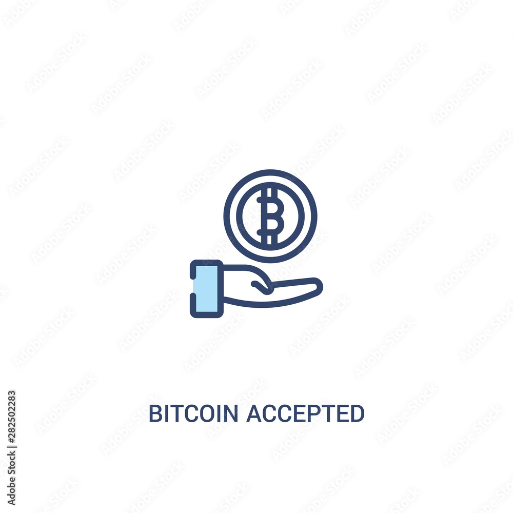 Obraz premium bitcoin accepted concept 2 colored icon. simple line element illustration. outline blue bitcoin accepted symbol. can be used for web and mobile ui/ux.