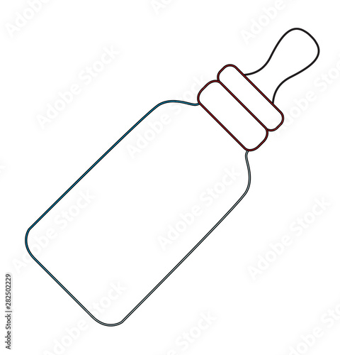 Babies Drinking Bottle Line Drawing Isolated On White