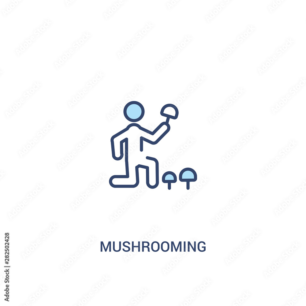 mushrooming concept 2 colored icon. simple line element illustration. outline blue mushrooming symbol. can be used for web and mobile ui/ux.