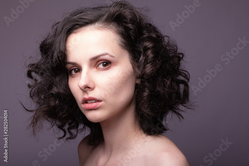  beautiful young curly girl portrait