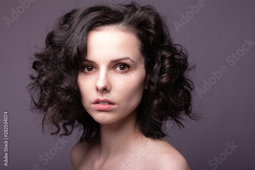 beautiful young curly girl portrait