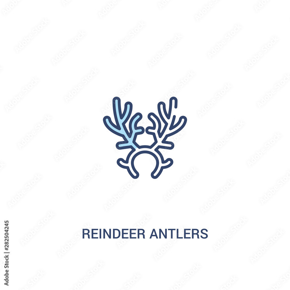 reindeer antlers concept 2 colored icon. simple line element illustration. outline blue reindeer antlers symbol. can be used for web and mobile ui/ux.