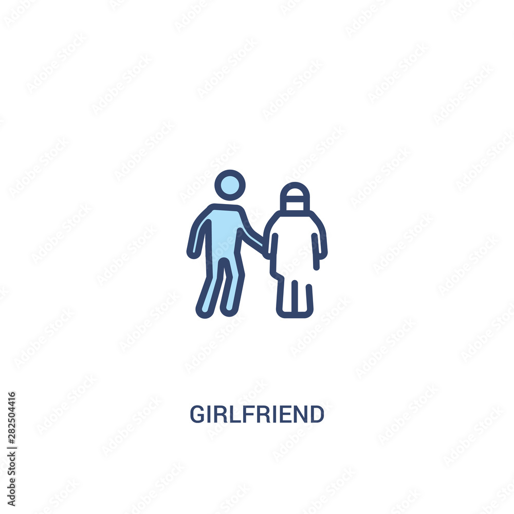 girlfriend concept 2 colored icon. simple line element illustration. outline blue girlfriend symbol. can be used for web and mobile ui/ux. girlfriend concept 2 colored icon. simple line element illustration. outline blue girlfriend symbol. can be used for web and mobile ui/ux.