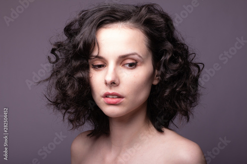  beautiful young curly girl portrait