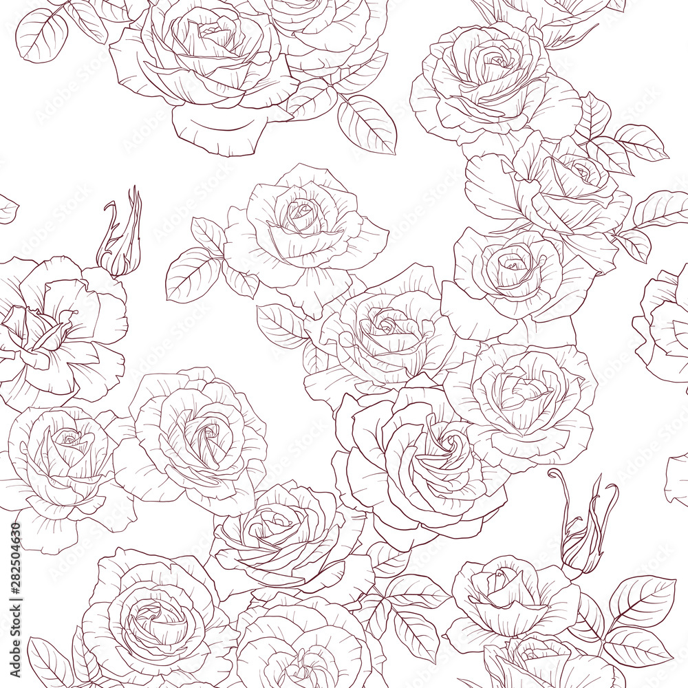 Fototapeta premium vector seamless pattern with drawing flowers