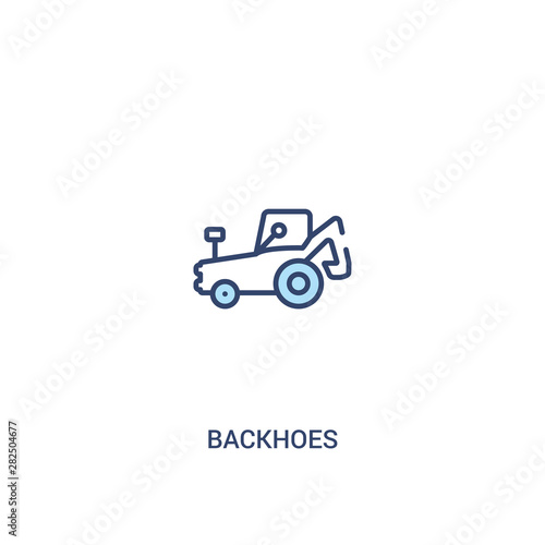 backhoes concept 2 colored icon. simple line element illustration. outline blue backhoes symbol. can be used for web and mobile ui/ux.