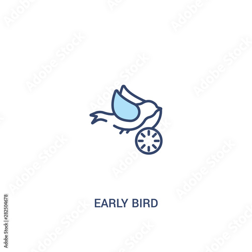 early bird concept 2 colored icon. simple line element illustration. outline blue early bird symbol. can be used for web and mobile ui/ux.