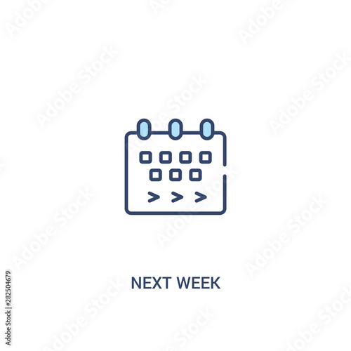 next week concept 2 colored icon. simple line element illustration. outline blue next week symbol. can be used for web and mobile ui/ux.