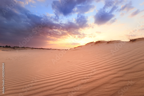 sunset on sand dunes / bright colors of early spring