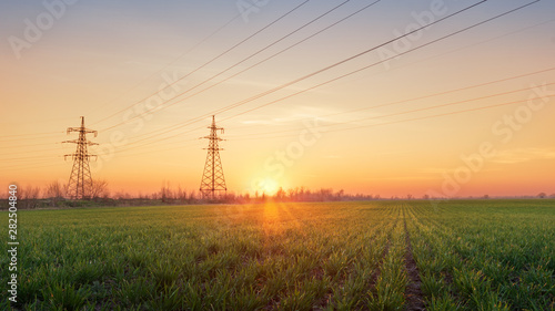 power line in the sunlight / bright abstract photo of the industrial zone