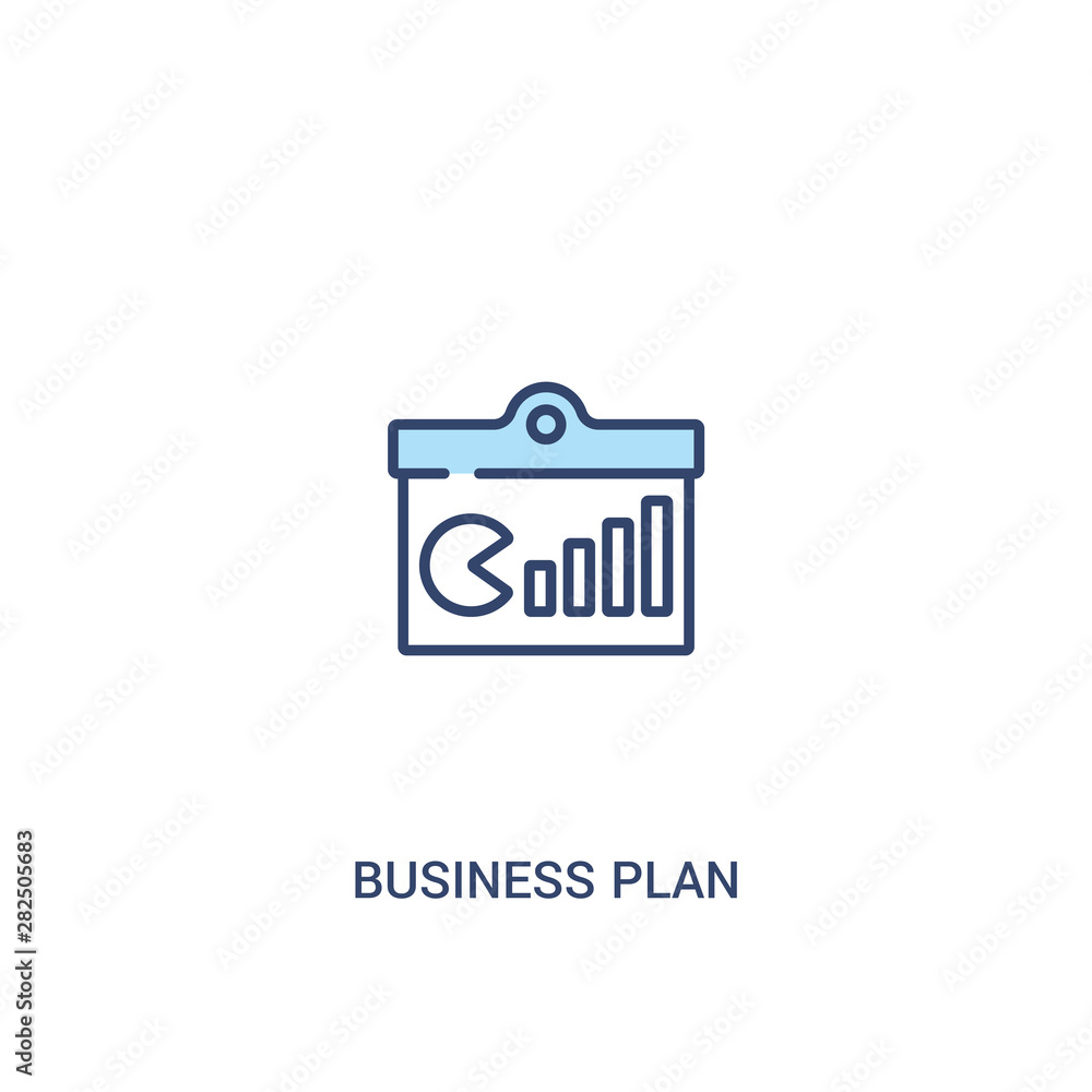 business plan concept 2 colored icon. simple line element illustration. outline blue business plan symbol. can be used for web and mobile ui/ux.