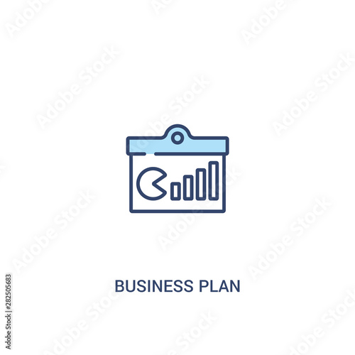 business plan concept 2 colored icon. simple line element illustration. outline blue business plan symbol. can be used for web and mobile ui/ux.