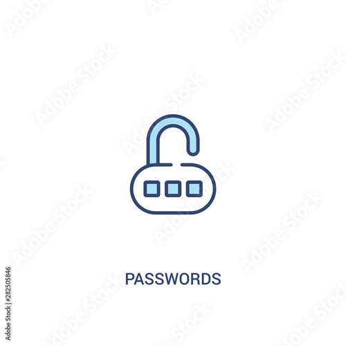 passwords concept 2 colored icon. simple line element illustration. outline blue passwords symbol. can be used for web and mobile ui/ux.