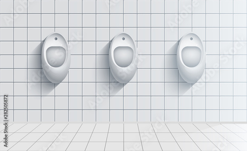 Men lavatory, WC realistic vector illustration