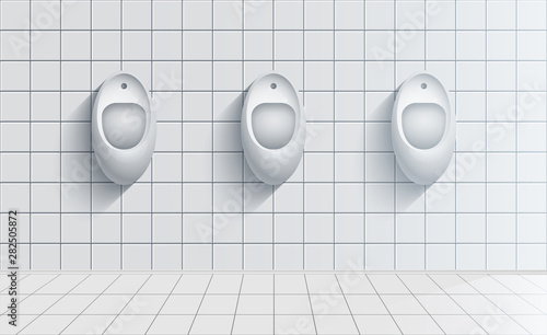 Men lavatory, WC realistic vector illustration