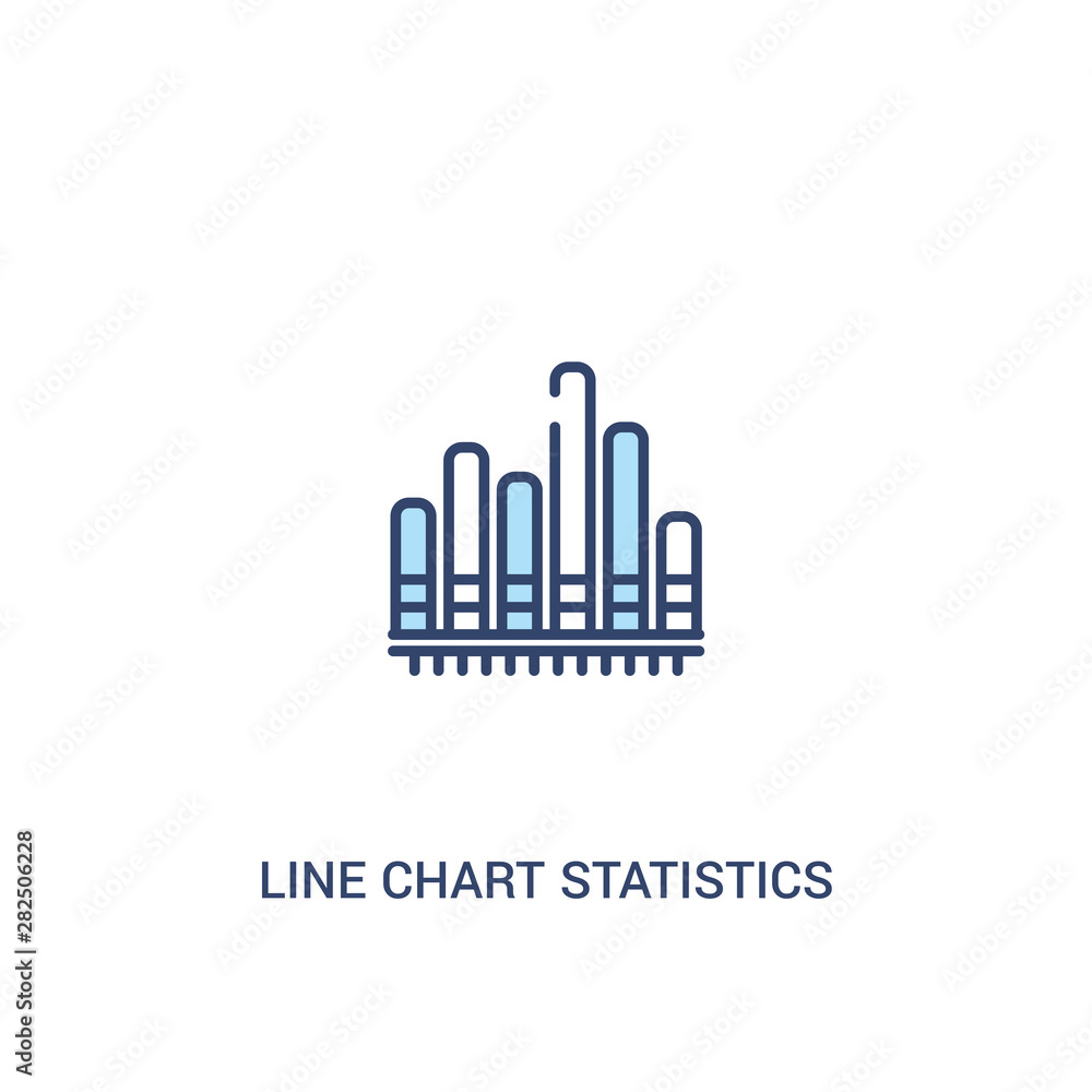 line chart statistics concept 2 colored icon. simple line element illustration. outline blue line chart statistics symbol. can be used for web and mobile ui/ux.