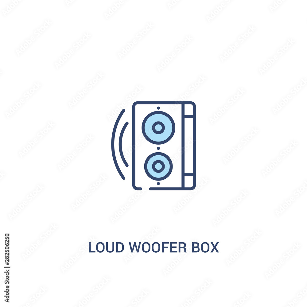 loud woofer box concept 2 colored icon. simple line element illustration. outline blue loud woofer box symbol. can be used for web and mobile ui/ux.