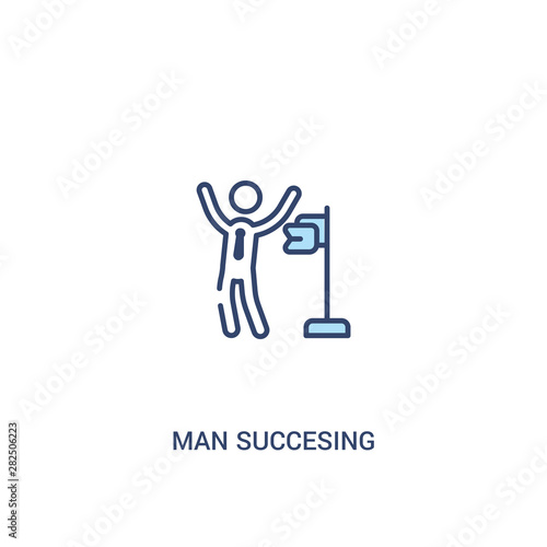 man succesing concept 2 colored icon. simple line element illustration. outline blue man succesing symbol. can be used for web and mobile ui/ux.