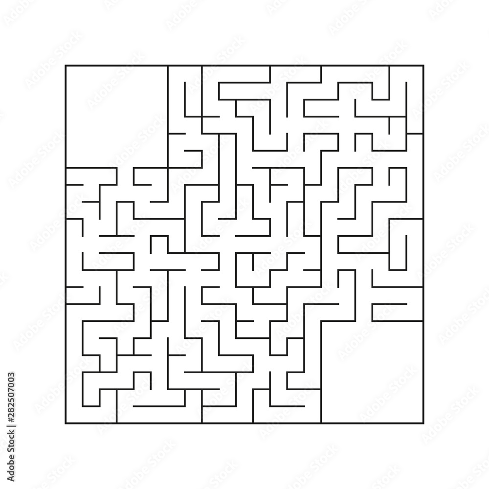 Abstract square maze. Game for kids. Puzzle for children. Labyrinth conundrum. Flat vector illustration isolated on white background. Abstract square maze. Game for kids. Puzzle for children. Labyrinth conundrum. Flat vector illustration isolated on white background.
