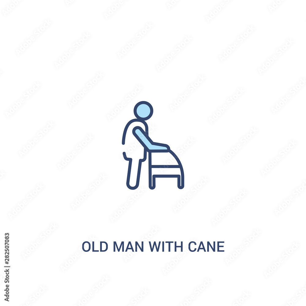 old man with cane concept 2 colored icon. simple line element illustration. outline blue old man with cane symbol. can be used for web and mobile ui/ux. old man with cane concept 2 colored icon. simple line element illustration. outline blue old man with cane symbol. can be used for web and mobile ui/ux.