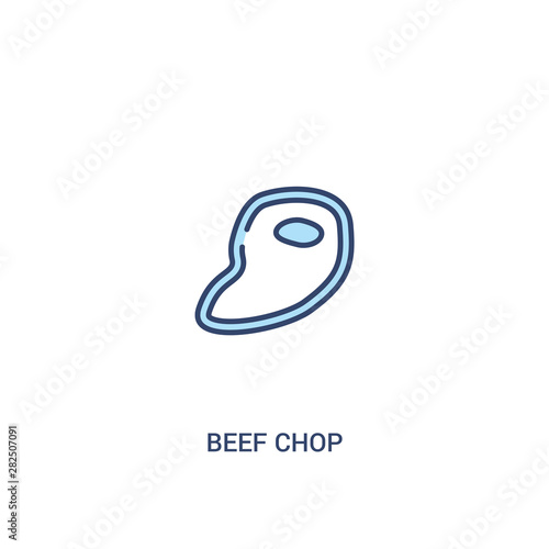 beef chop concept 2 colored icon. simple line element illustration. outline blue beef chop symbol. can be used for web and mobile ui/ux.