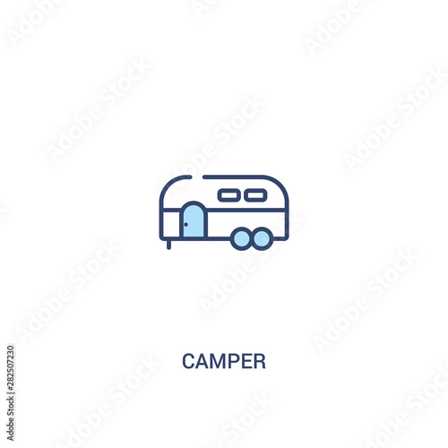 camper concept 2 colored icon. simple line element illustration. outline blue camper symbol. can be used for web and mobile ui/ux.
