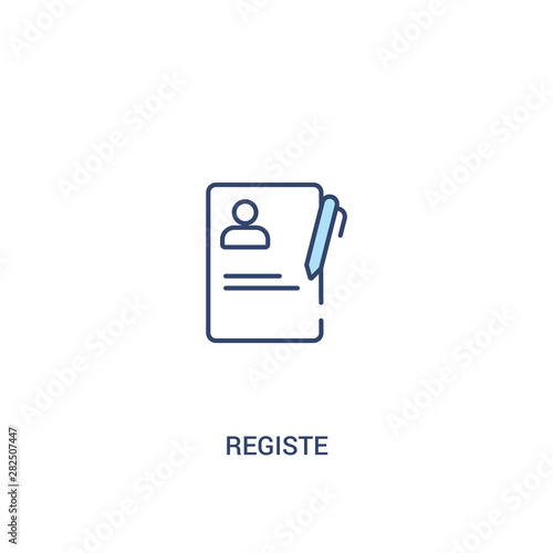 registe concept 2 colored icon. simple line element illustration. outline blue registe symbol. can be used for web and mobile ui/ux.