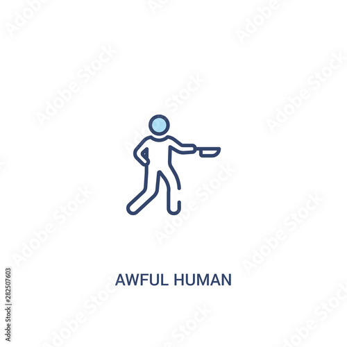 awful human concept 2 colored icon. simple line element illustration. outline blue awful human symbol. can be used for web and mobile ui/ux.