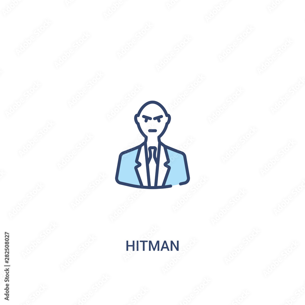 hitman concept 2 colored icon. simple line element illustration. outline blue hitman symbol. can be used for web and mobile ui/ux. hitman concept 2 colored icon. simple line element illustration. outline blue hitman symbol. can be used for web and mobile ui/ux.