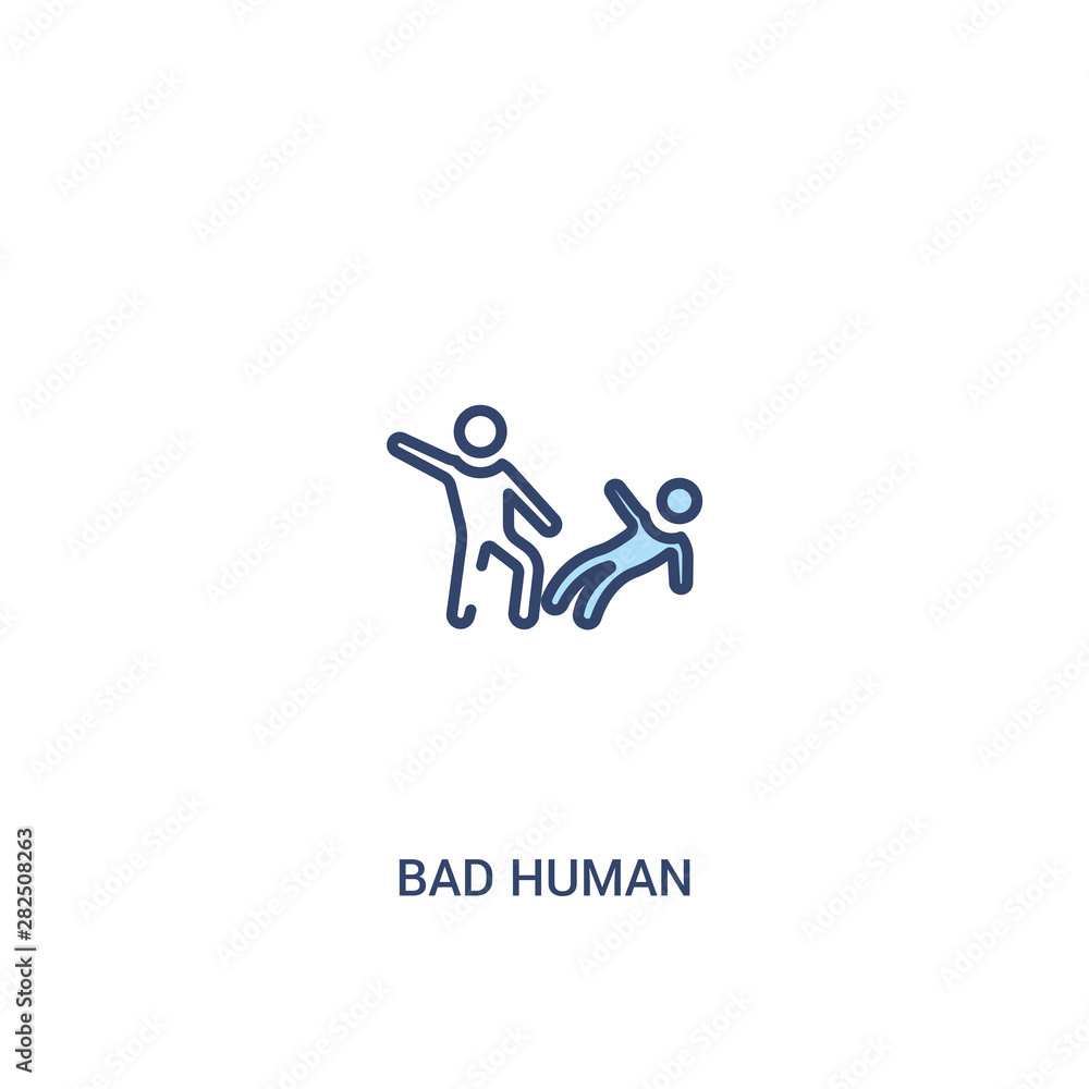 bad human concept 2 colored icon. simple line element illustration. outline blue bad human symbol. can be used for web and mobile ui/ux. bad human concept 2 colored icon. simple line element illustration. outline blue bad human symbol. can be used for web and mobile ui/ux.