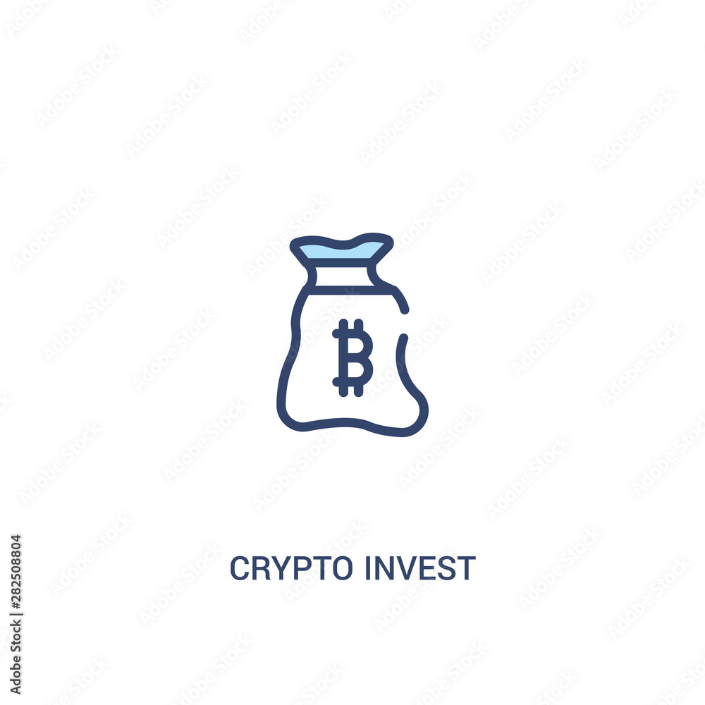 crypto invest concept 2 colored icon. simple line element illustration. outline blue crypto invest symbol. can be used for web and mobile ui/ux.