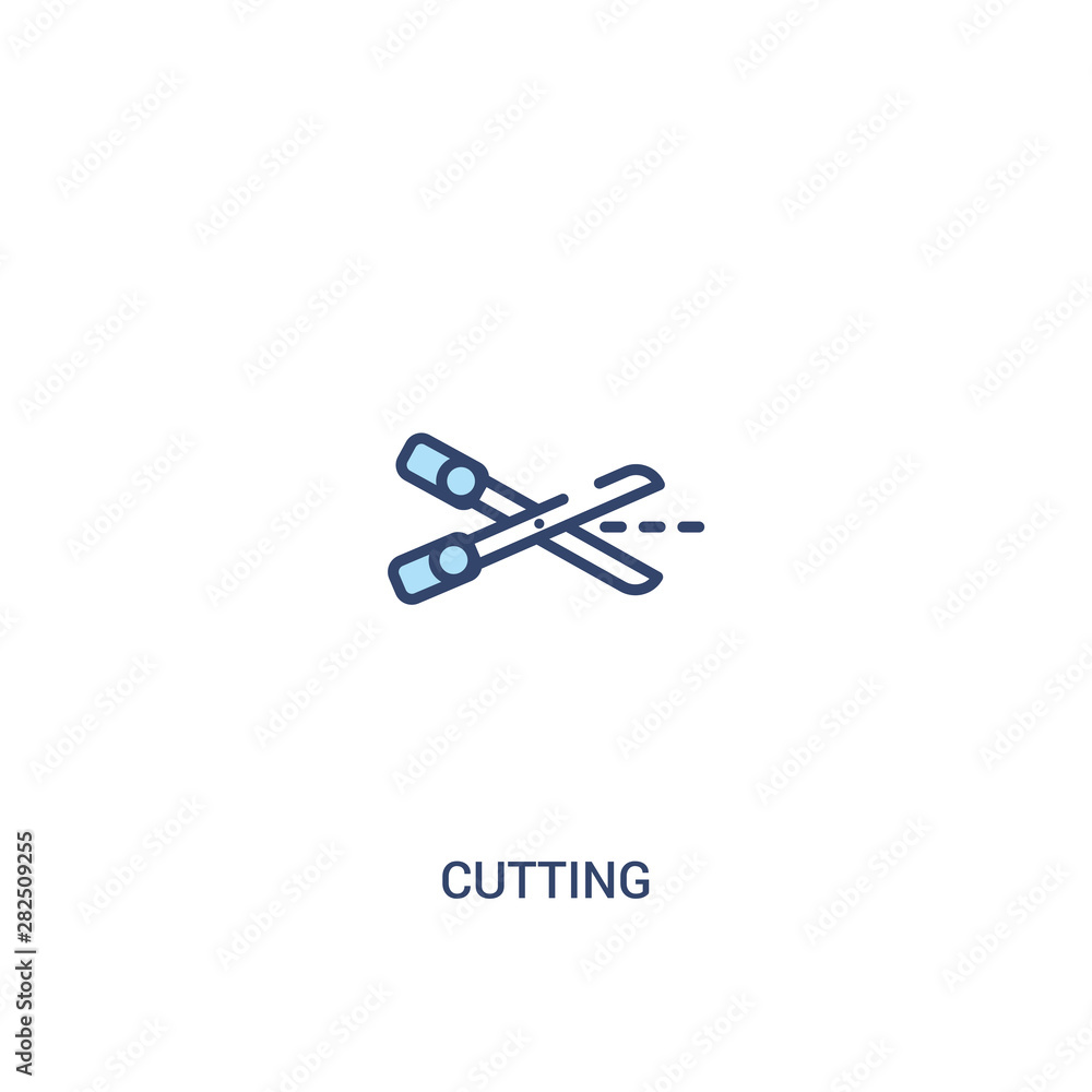 cutting concept 2 colored icon. simple line element illustration. outline blue cutting symbol. can be used for web and mobile ui/ux.