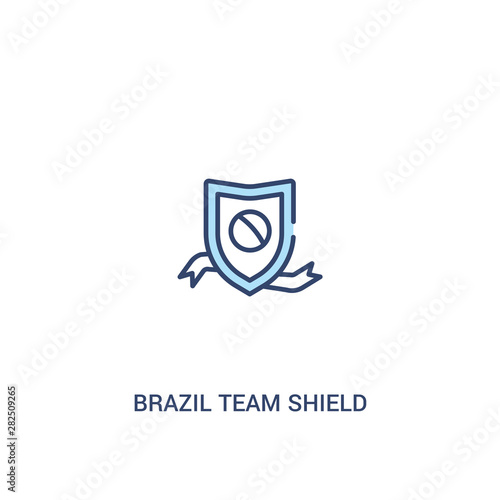 brazil team shield concept 2 colored icon. simple line element illustration. outline blue brazil team shield symbol. can be used for web and mobile ui/ux.