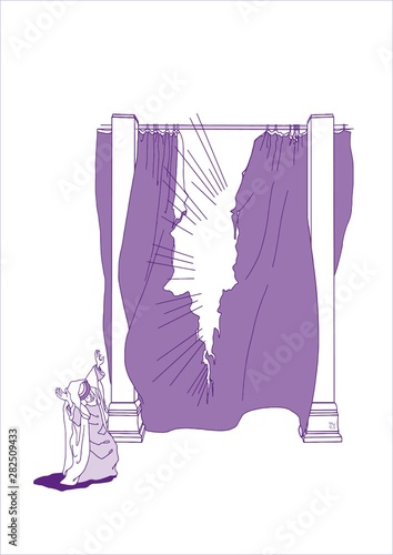 Fototapeta The Torn Curtain-Temple Veil Torn