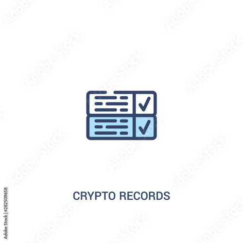crypto records concept 2 colored icon. simple line element illustration. outline blue crypto records symbol. can be used for web and mobile ui/ux.
